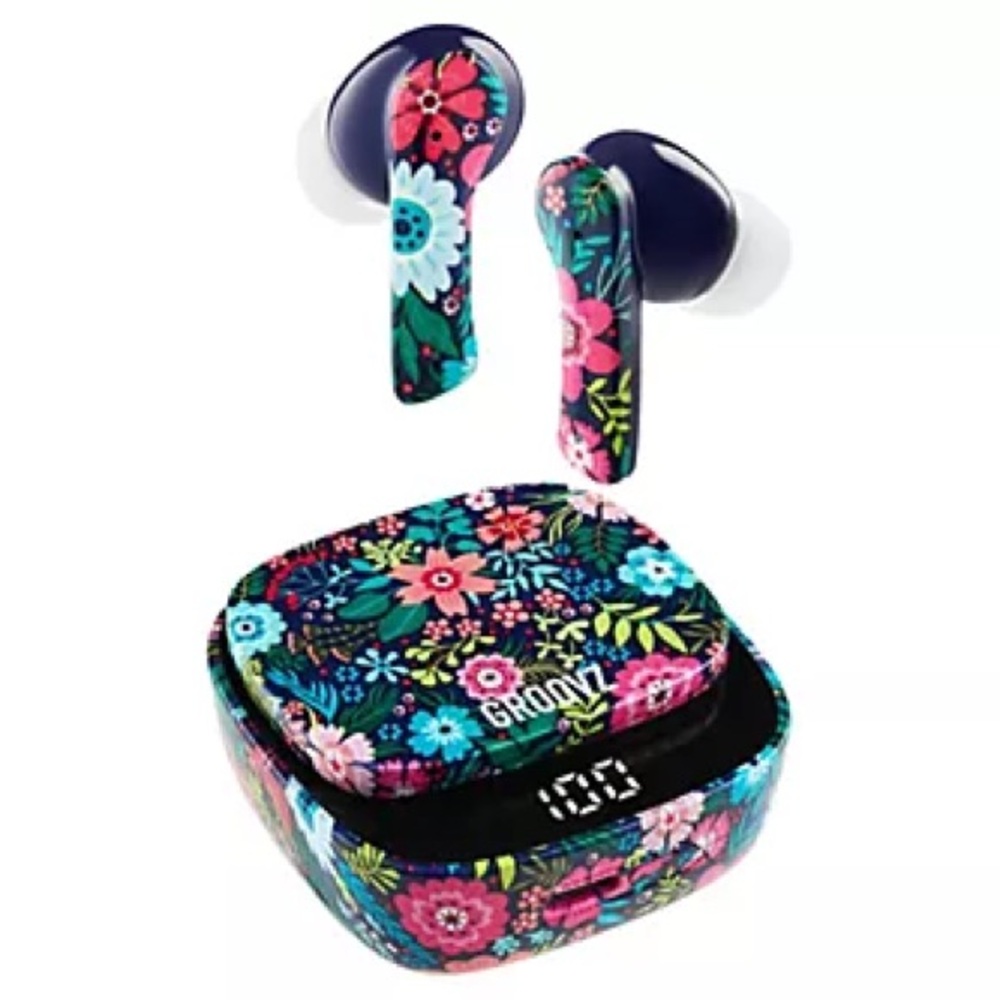 Groovz True Wireless Earbuds with Charging Case ~ Midnight Floral